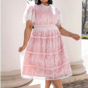 Ivy City Co Sicily Dress with Flutter Sleeves in Pink